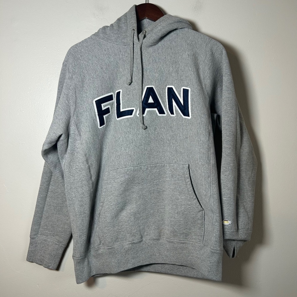 FLAN‎ Hoodie Grey Pullover Long Sleeve Pocket Sweatshirt Size M